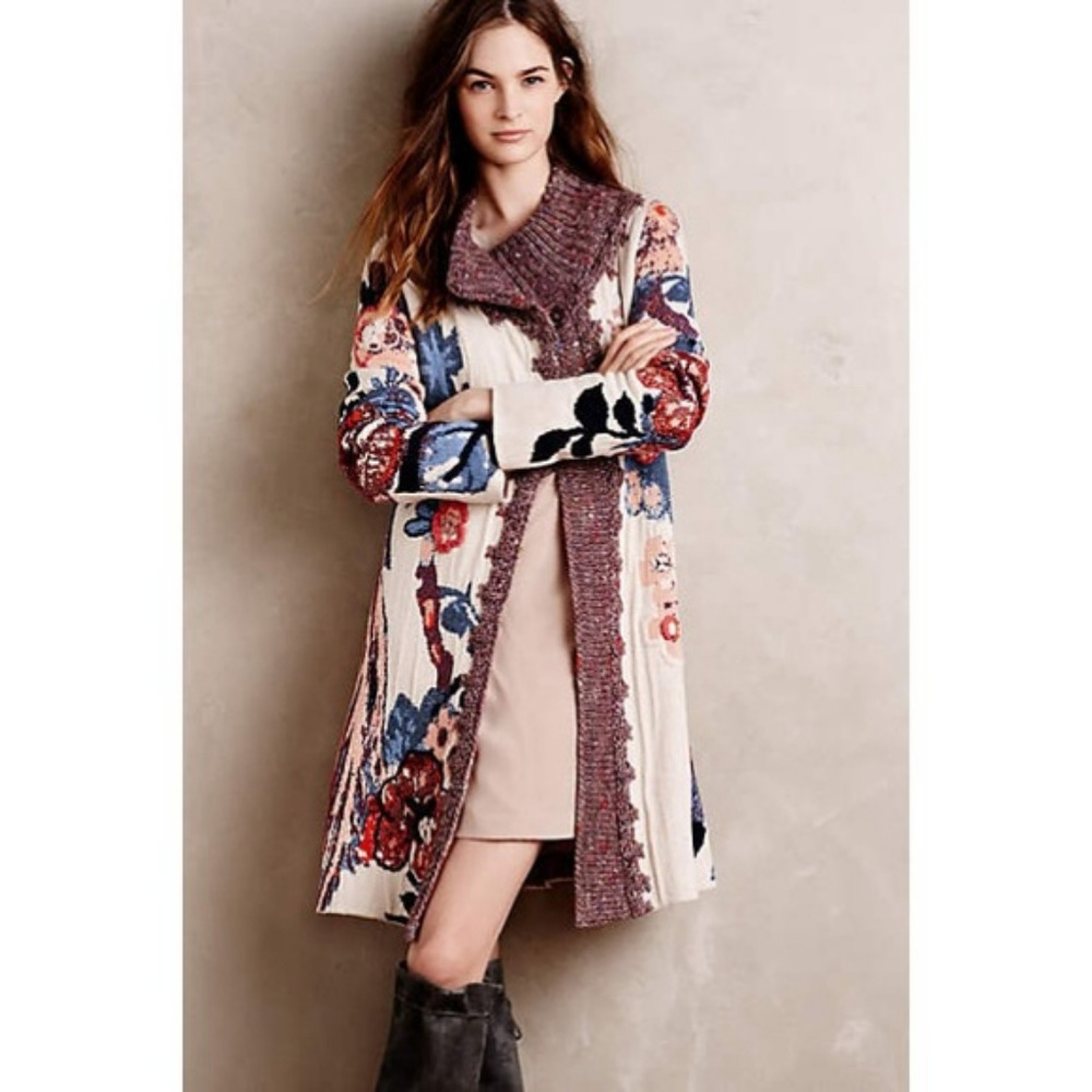 Anthropologie Embroidered Foret Cardigan